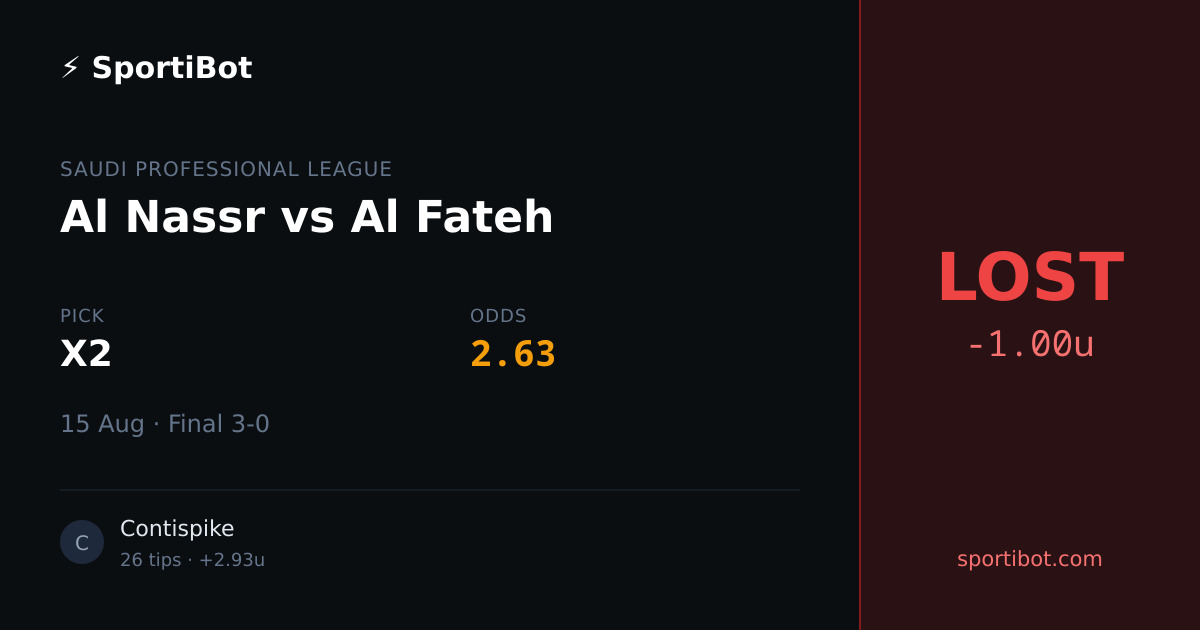 LOST: Al Nassr vs Al Fateh - X2 @ 2.63