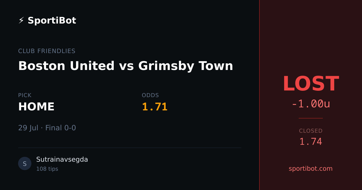 LOST: Boston United vs Grimsby Town - HOME @ 1.71