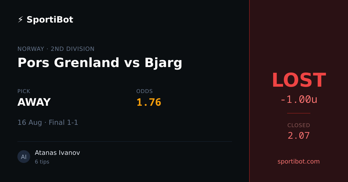 LOST: Pors Grenland vs Bjarg - AWAY @ 1.76