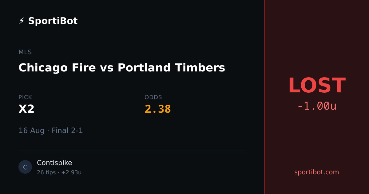 LOST: Chicago Fire vs Portland Timbers - X2 @ 2.38
