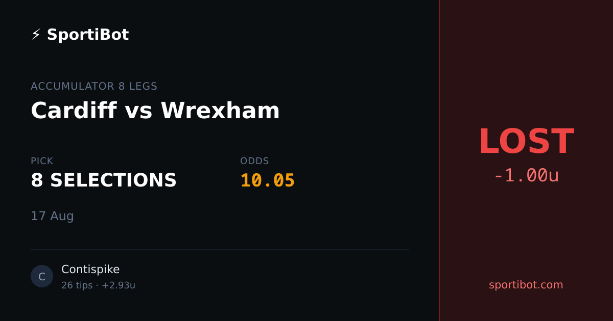 LOST: Cardiff vs Wrexham - 8 SELECTIONS @ 10.05