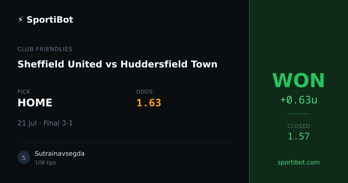 WON: Sheffield United vs Huddersfield Town - HOME @ 1.63