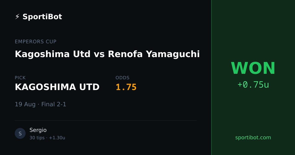 WON: Kagoshima Utd vs Renofa Yamaguchi - KAGOSHIMA UTD @ 1.75