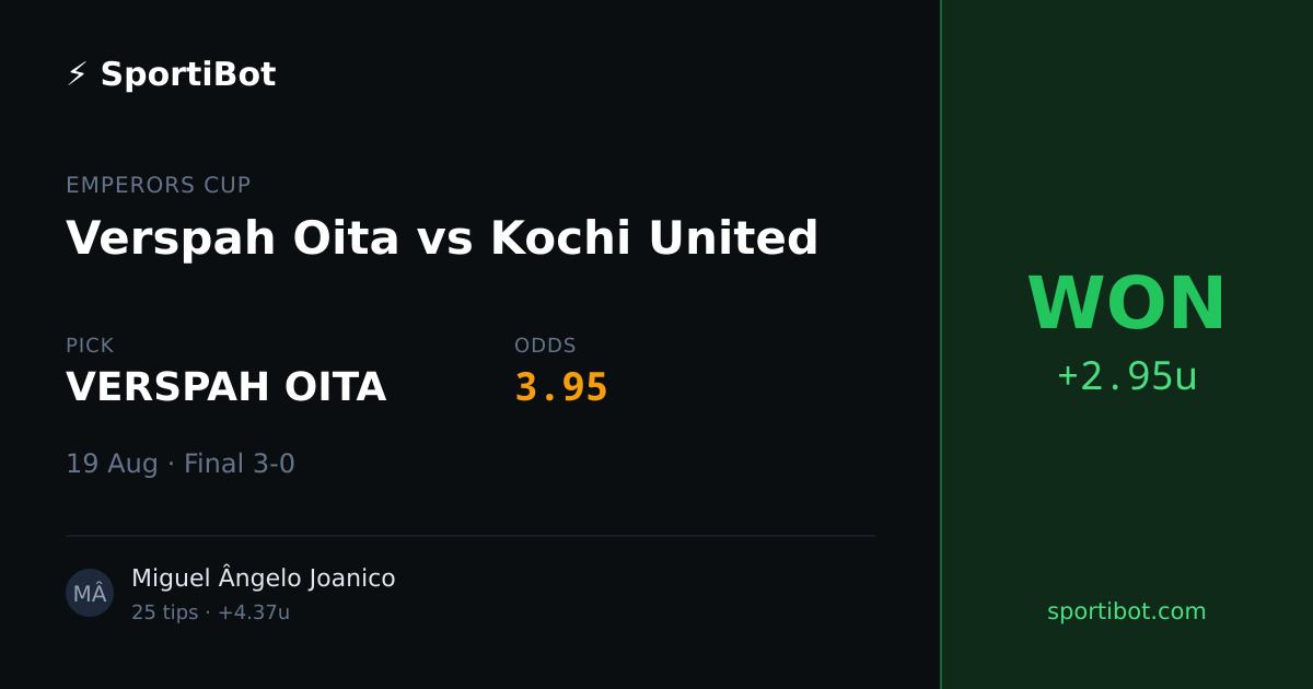 WON: Verspah Oita vs Kochi United - VERSPAH OITA @ 3.95