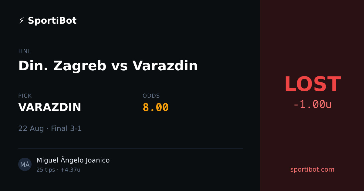 LOST: Din. Zagreb vs Varazdin - VARAZDIN @ 8.00