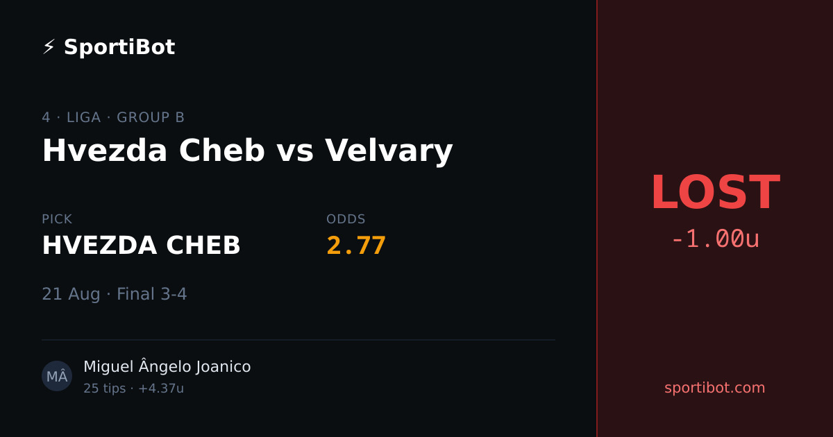 LOST: Hvezda Cheb vs Velvary - HVEZDA CHEB @ 2.77