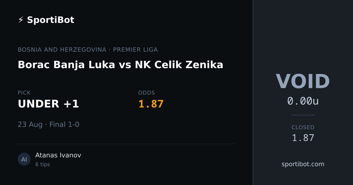 Borac Banja Luka vs NK Celik Zenika - UNDER +1 @ 1.87