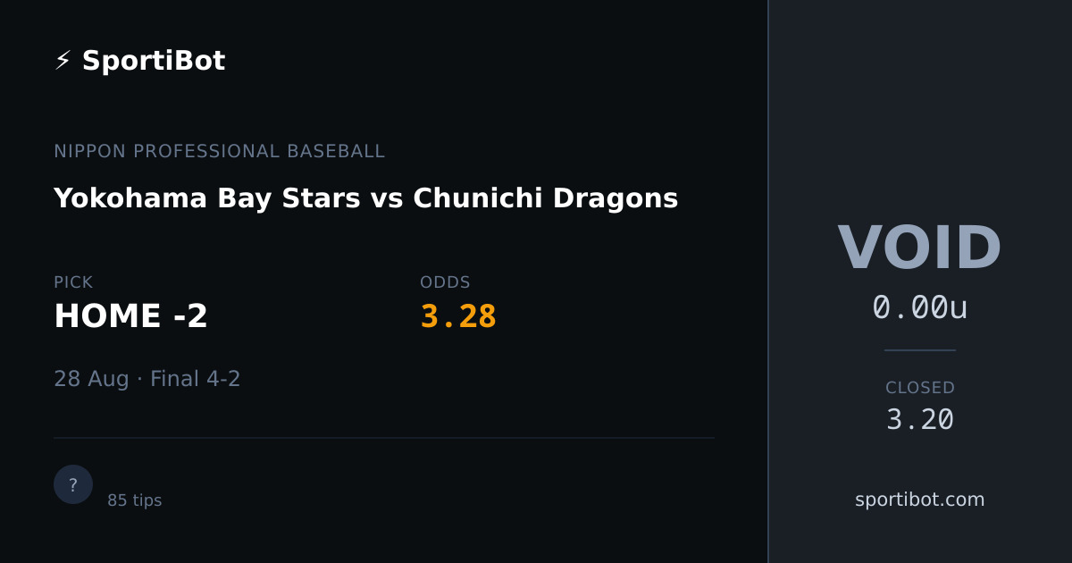 Yokohama Bay Stars vs Chunichi Dragons - HOME -2 @ 3.28