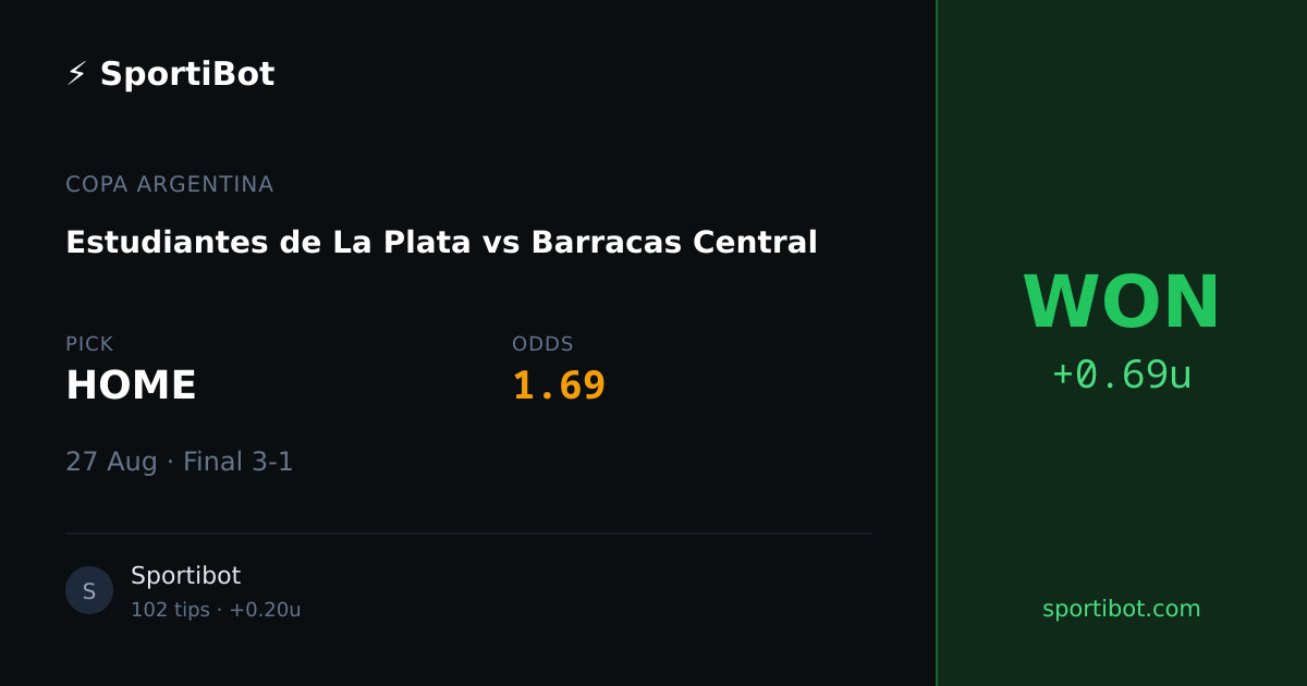 WON: Estudiantes de La Plata vs Barracas Central - HOME @ 1.69