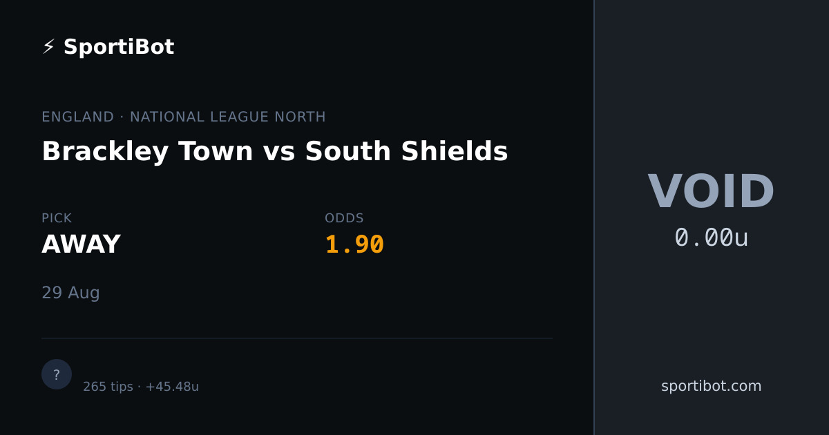 Brackley Town vs South Shields - AWAY @ 1.90