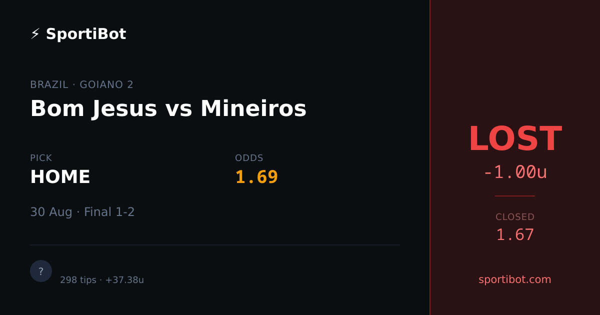 LOST: Bom Jesus vs Mineiros - HOME @ 1.69