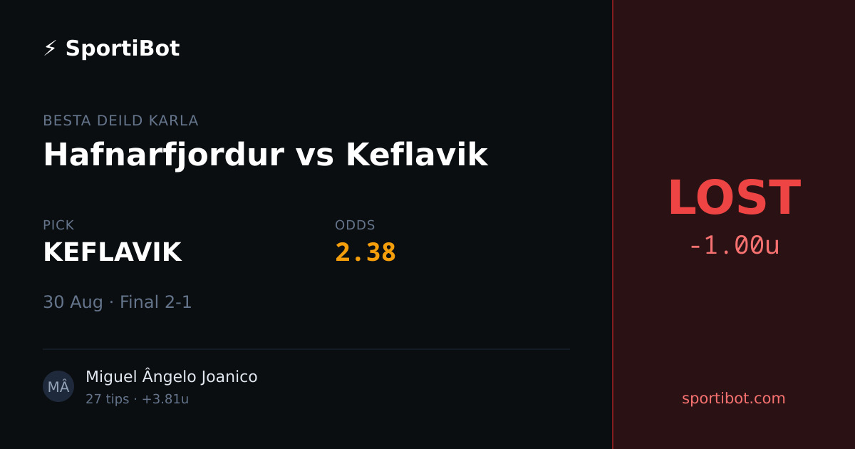 LOST: Hafnarfjordur vs Keflavik - KEFLAVIK @ 2.38