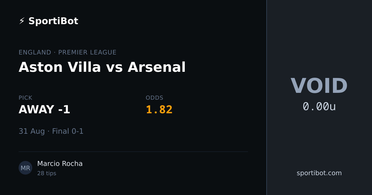 Aston Villa vs Arsenal - AWAY -1 @ 1.82