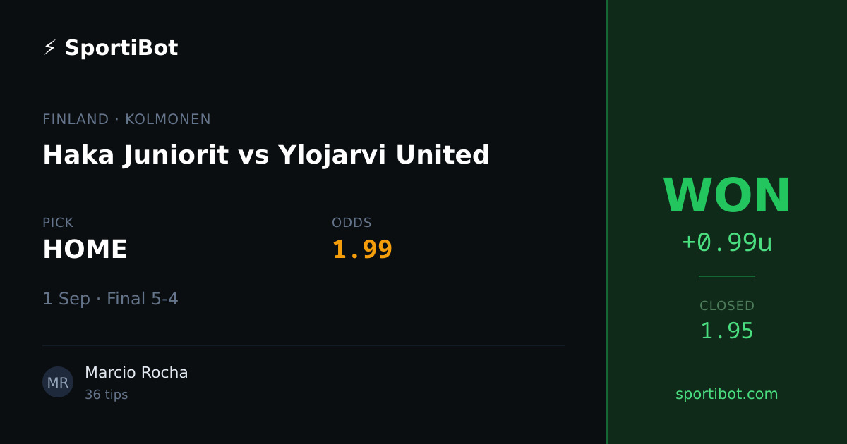 WON: Haka Juniorit vs Ylojarvi United - HOME @ 1.99