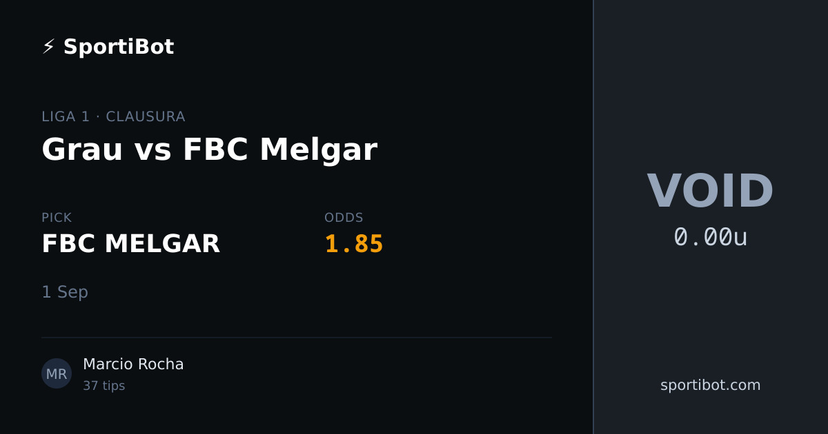 Grau vs FBC Melgar - FBC MELGAR @ 1.85
