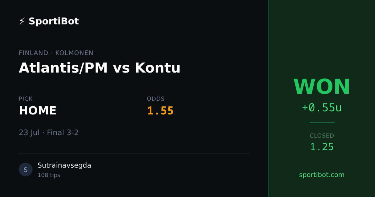 WON: Atlantis/PM vs Kontu - HOME @ 1.55