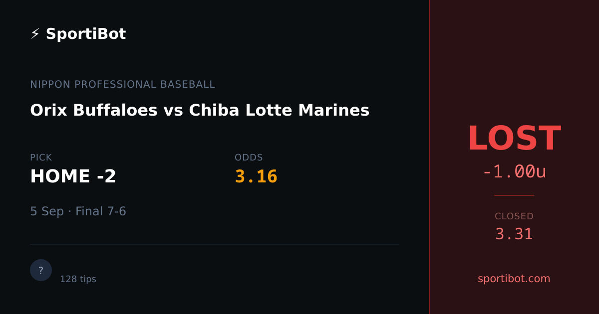 LOST: Orix Buffaloes vs Chiba Lotte Marines - HOME -2 @ 3.16