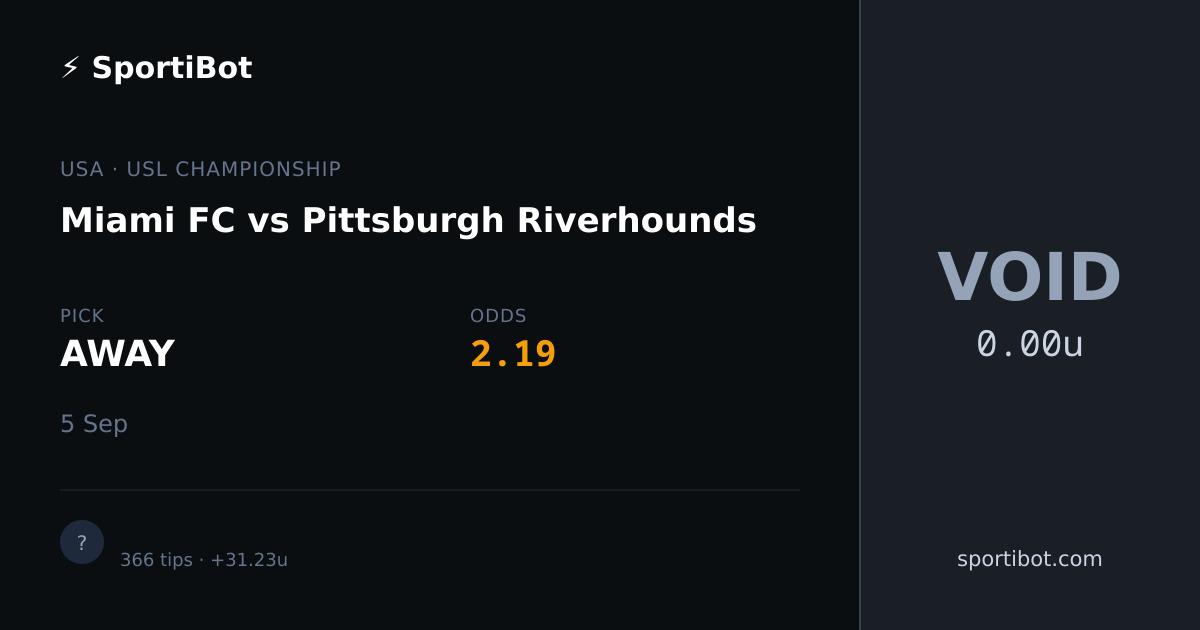 Miami FC vs Pittsburgh Riverhounds - AWAY @ 2.19