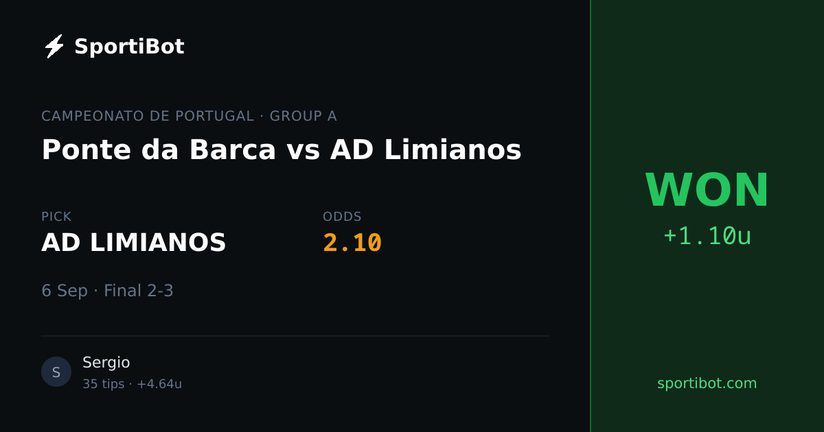 WON: Ponte da Barca vs AD Limianos - AD LIMIANOS @ 2.10