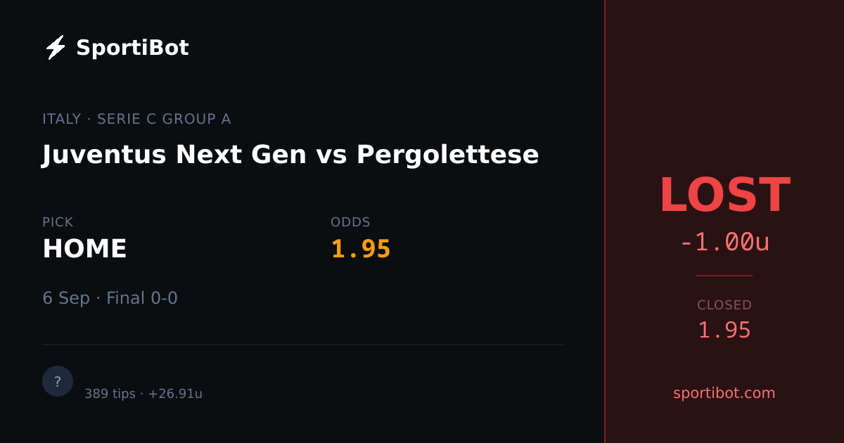 LOST: Juventus Next Gen vs Pergolettese - HOME @ 1.95