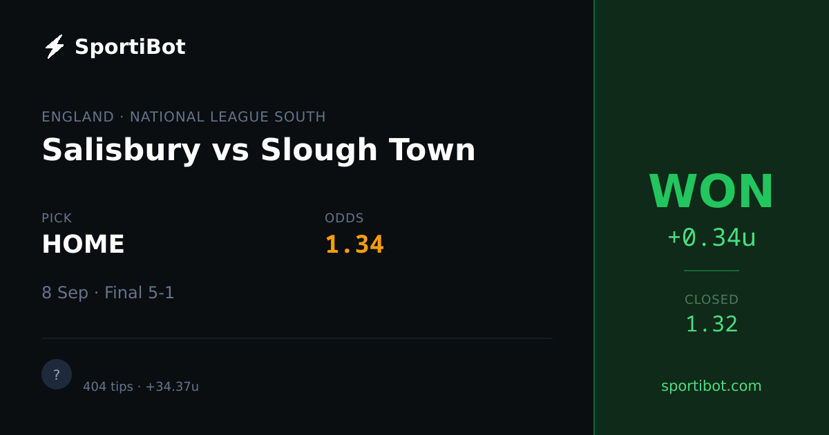 WON: Salisbury vs Slough Town - HOME @ 1.34