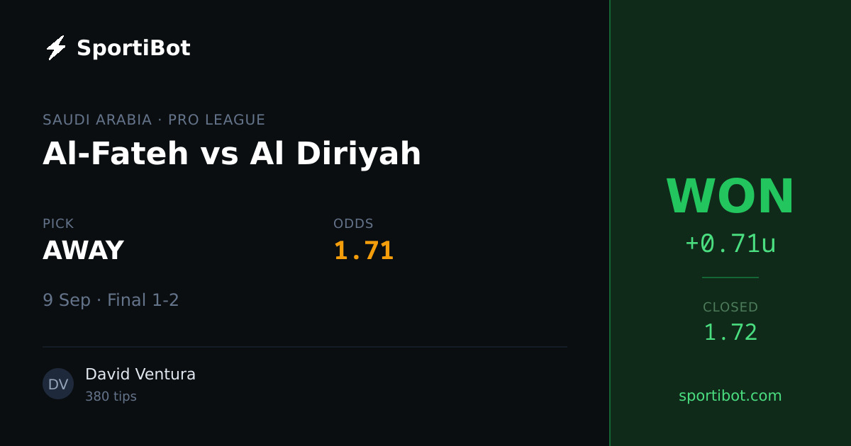WON: Al-Fateh vs Al Diriyah - AWAY @ 1.71