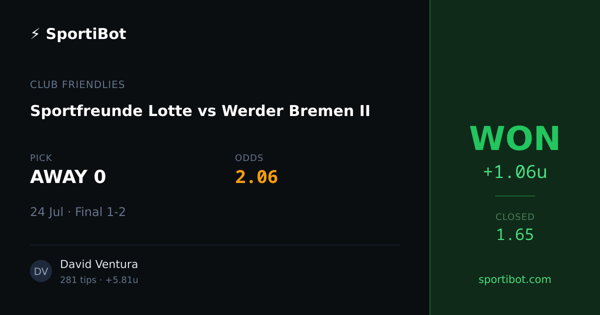 WON: Sportfreunde Lotte vs Werder Bremen II - AWAY 0 @ 2.06
