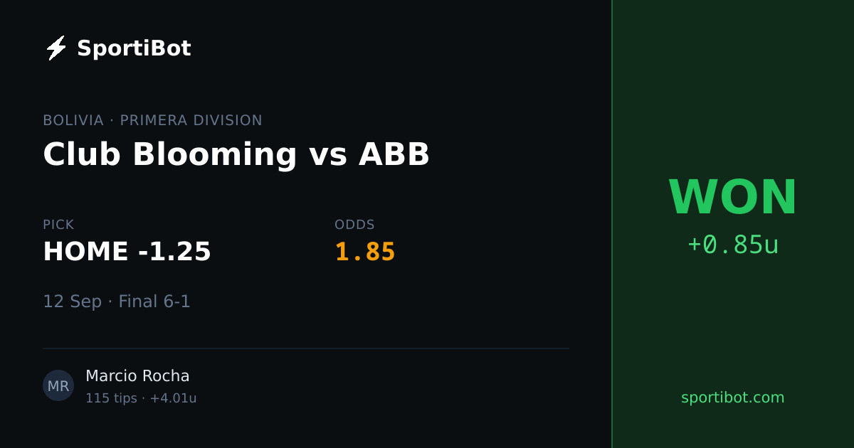 WON: Club Blooming vs ABB - HOME -1.25 @ 1.85