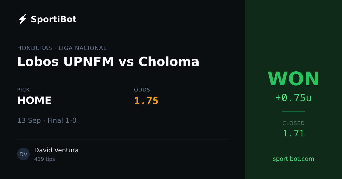WON: Lobos UPNFM vs Choloma - HOME @ 1.75
