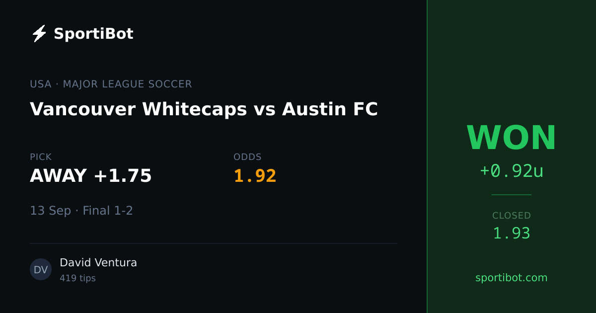 WON: Vancouver Whitecaps vs Austin FC - AWAY +1.75 @ 1.92
