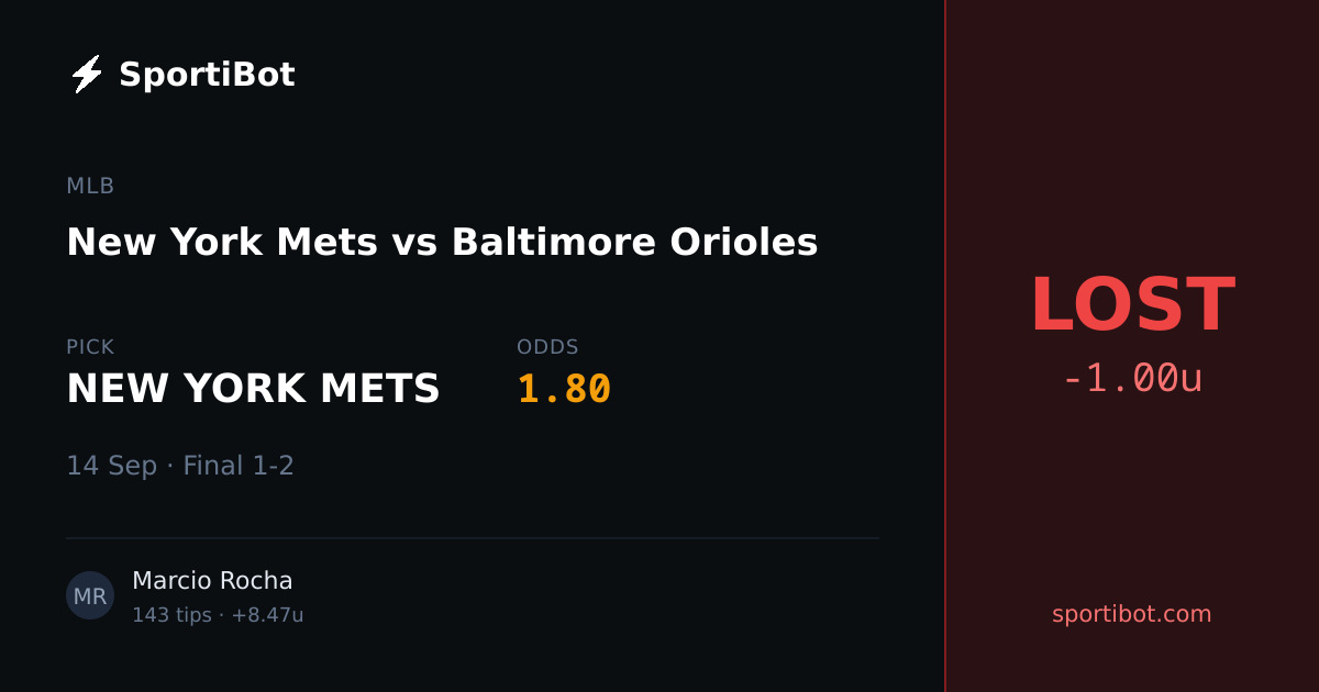 LOST: New York Mets vs Baltimore Orioles - NEW YORK METS @ 1.80