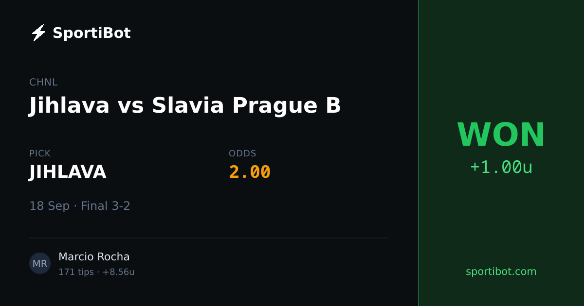 WON: Jihlava vs Slavia Prague B - JIHLAVA @ 2.00
