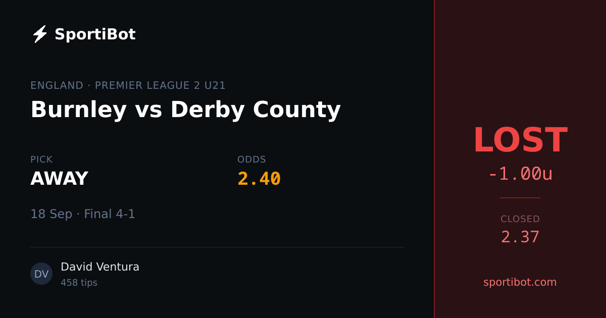LOST: Burnley vs Derby County - AWAY @ 2.40
