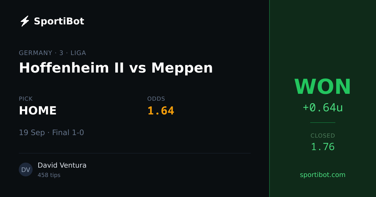 WON: Hoffenheim II vs Meppen - HOME @ 1.64