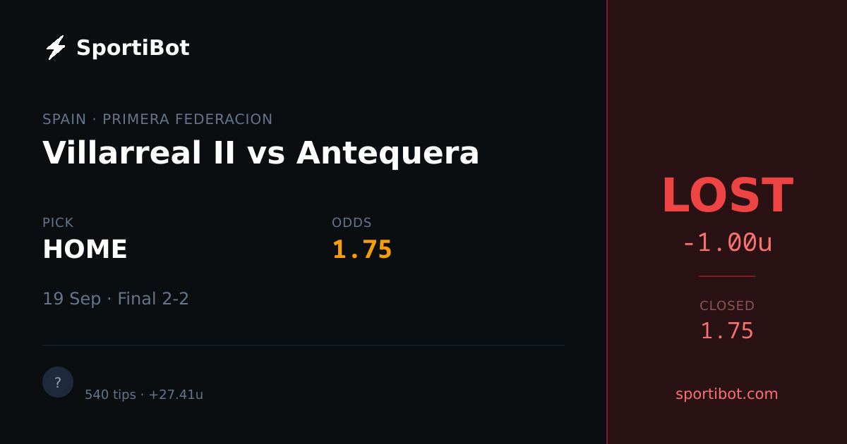 LOST: Villarreal II vs Antequera - HOME @ 1.75