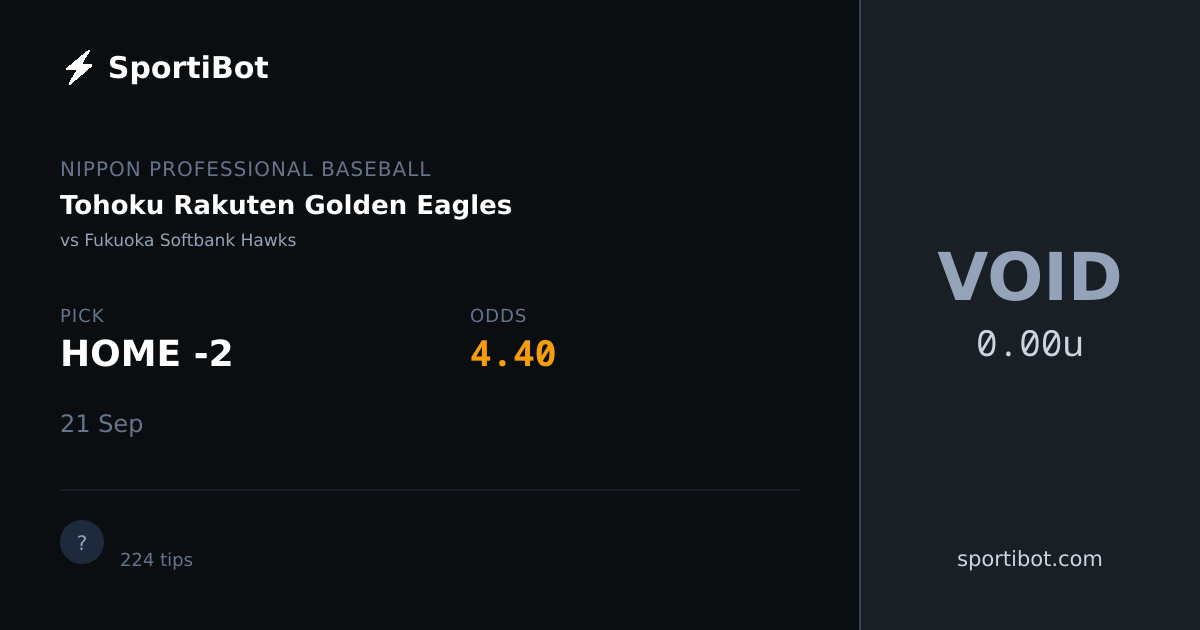 Tohoku Rakuten Golden Eagles vs Fukuoka Softbank Hawks - HOME -2 @ 4.40