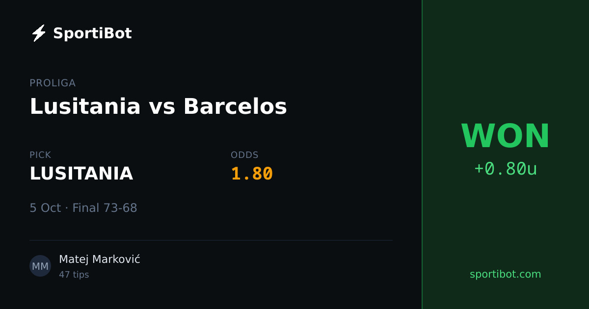 WON: Lusitania vs Barcelos - LUSITANIA @ 1.80