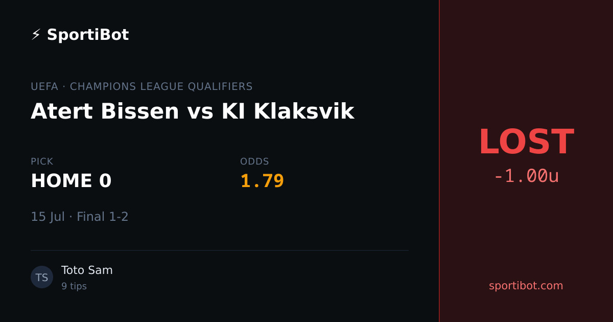 LOST: Atert Bissen vs KI Klaksvik - HOME 0 @ 1.79