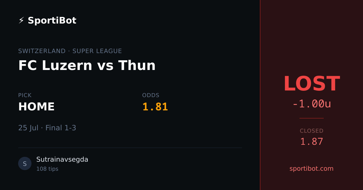 LOST: FC Luzern vs Thun - HOME @ 1.81