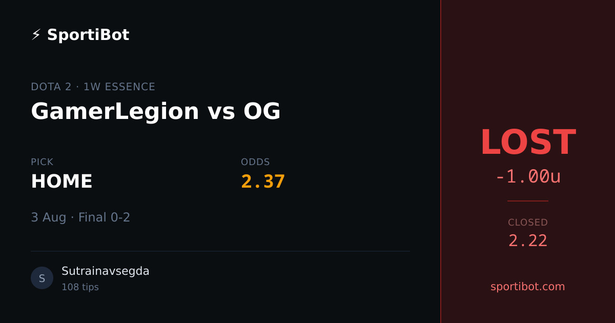 LOST: GamerLegion vs OG - HOME @ 2.37