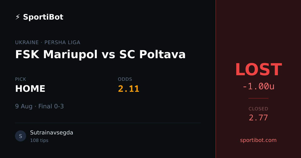 LOST: FSK Mariupol vs SC Poltava - HOME @ 2.11
