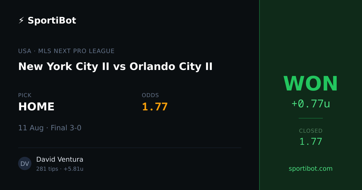 WON: New York City II vs Orlando City II - HOME @ 1.77