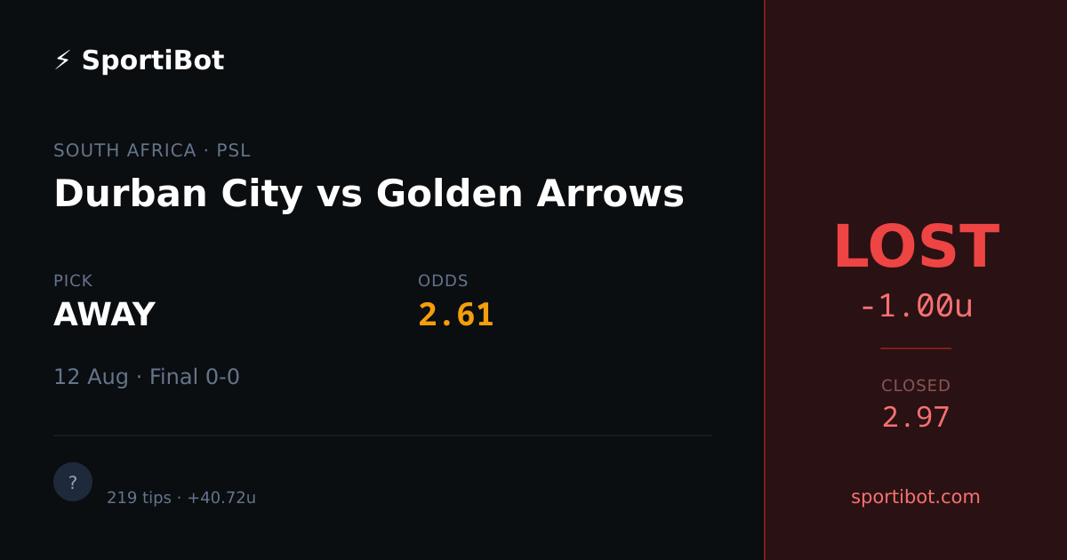 LOST: Durban City vs Golden Arrows - AWAY @ 2.61
