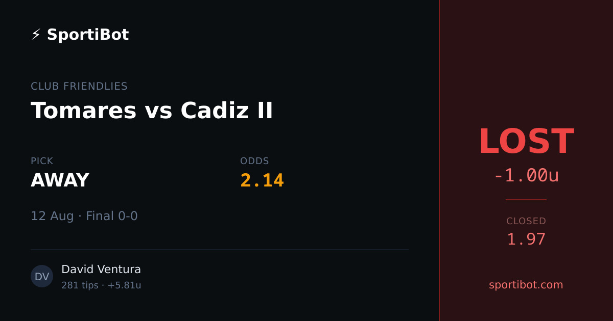 LOST: Tomares vs Cadiz II - AWAY @ 2.14
