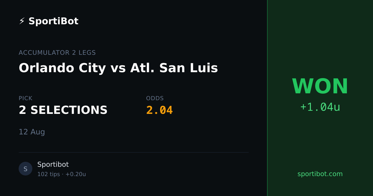 WON: Orlando City vs Atl. San Luis - 2 SELECTIONS @ 2.04