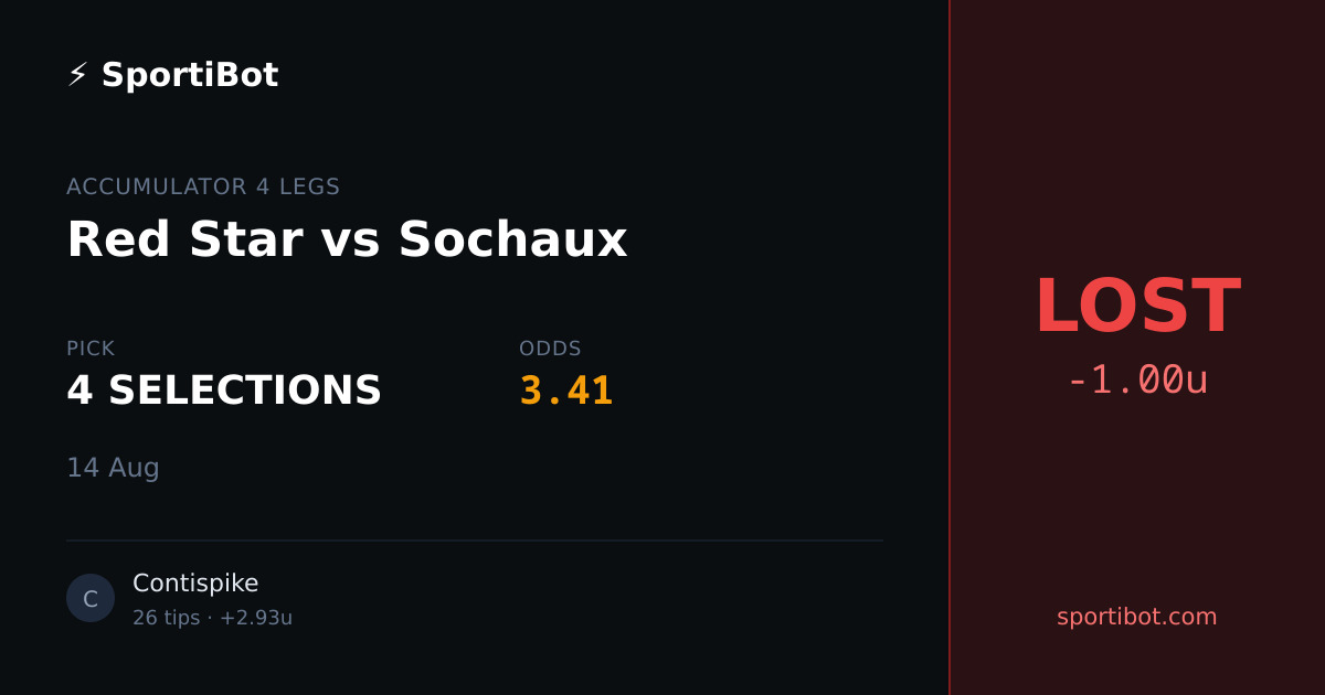 LOST: Red Star vs Sochaux - 4 SELECTIONS @ 3.41